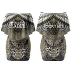 Aotearoa Iwi Waikato Tainui Personalised Couples Matching Off Shoulder Short Dress and Long Sleeve Button Shirt Maori Kowhaiwhai Pattern