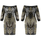 Aotearoa Iwi Waikato Tainui Personalised Couples Matching Off The Shoulder Long Sleeve Dress and Hawaiian Shirt Maori Kowhaiwhai Pattern