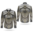 Aotearoa Iwi Waikato Tainui Personalised Couples Matching Short Sleeve Bodycon Dress and Long Sleeve Button Shirt Maori Kowhaiwhai Pattern