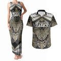 Aotearoa Iwi Waikato Tainui Personalised Couples Matching Tank Maxi Dress and Hawaiian Shirt Maori Kowhaiwhai Pattern