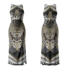 Aotearoa Iwi Waikato Tainui Personalised Couples Matching Tank Maxi Dress and Long Sleeve Button Shirt Maori Kowhaiwhai Pattern