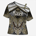 Aotearoa Iwi Waikato Tainui Personalised Cross Shoulder Shirt Maori Kowhaiwhai Pattern