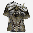 Aotearoa Iwi Waikato Tainui Personalised Cross Shoulder Shirt Maori Kowhaiwhai Pattern