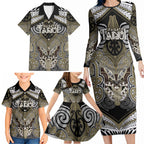 Aotearoa Iwi Waikato Tainui Personalised Family Matching Long Sleeve Bodycon Dress and Hawaiian Shirt Maori Kowhaiwhai Pattern