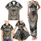 Aotearoa Iwi Waikato Tainui Personalised Family Matching Tank Maxi Dress and Hawaiian Shirt Maori Kowhaiwhai Pattern