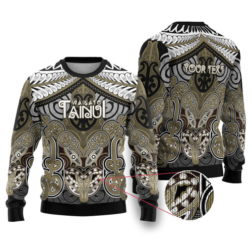 Aotearoa Iwi Waikato Tainui Personalised Ugly Christmas Sweater Maori Kowhaiwhai Pattern