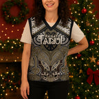 Aotearoa Iwi Waikato Tainui Personalised Christmas Knitted V-Neck Vest Maori Kowhaiwhai Pattern
