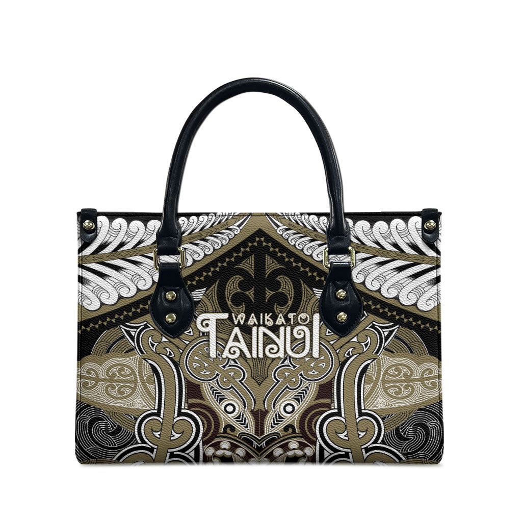 Aotearoa Iwi Waikato Tainui Leather Bag Maori Kowhaiwhai Pattern