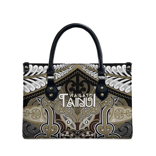 Aotearoa Iwi Waikato Tainui Leather Bag Maori Kowhaiwhai Pattern