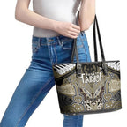 Aotearoa Iwi Waikato Tainui Leather Tote Bag Maori Kowhaiwhai Pattern