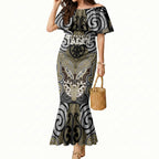 Aotearoa Iwi Waikato Tainui Personalised Mermaid Dress Maori Kowhaiwhai Pattern