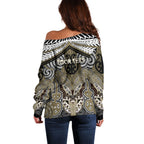 Aotearoa Iwi Waikato Tainui Personalised Off Shoulder Sweater Maori Kowhaiwhai Pattern