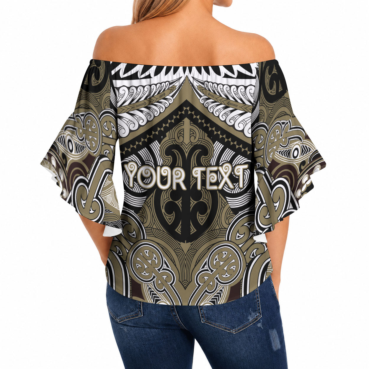 Aotearoa Iwi Waikato Tainui Personalised Off Shoulder Wrap Waist Top Maori Kowhaiwhai Pattern