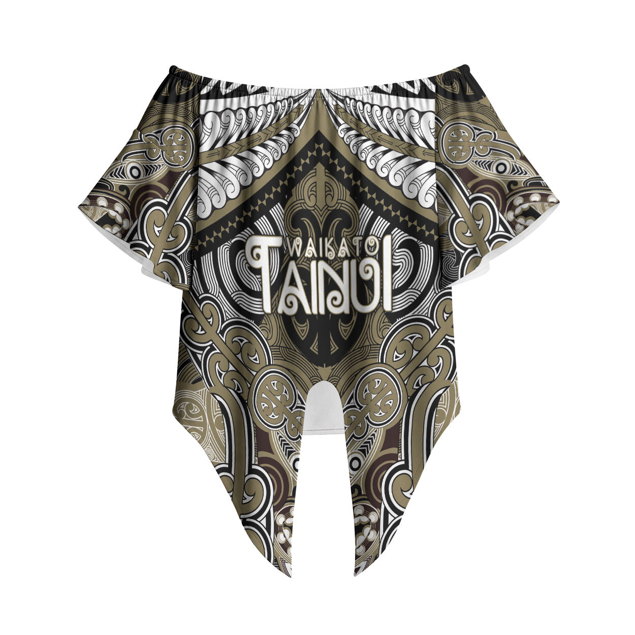 Aotearoa Iwi Waikato Tainui Personalised Off Shoulder Wrap Waist Top Maori Kowhaiwhai Pattern