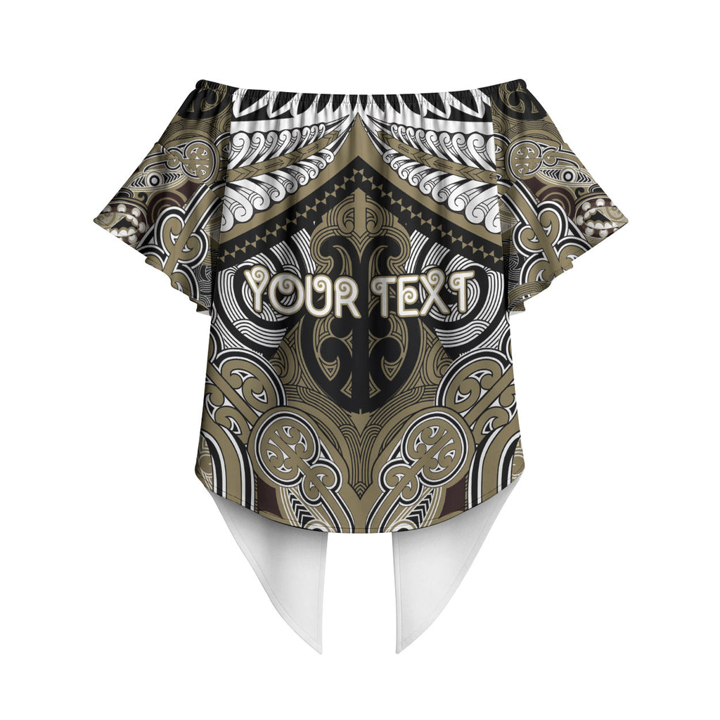 Aotearoa Iwi Waikato Tainui Personalised Off Shoulder Wrap Waist Top Maori Kowhaiwhai Pattern