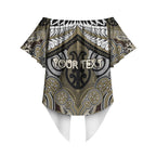 Aotearoa Iwi Waikato Tainui Personalised Off Shoulder Wrap Waist Top Maori Kowhaiwhai Pattern