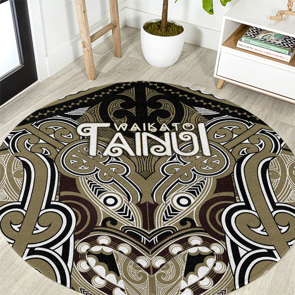 Aotearoa Iwi Waikato Tainui Round Carpet Maori Kowhaiwhai Pattern