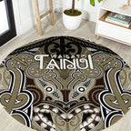 Aotearoa Iwi Waikato Tainui Round Carpet Maori Kowhaiwhai Pattern