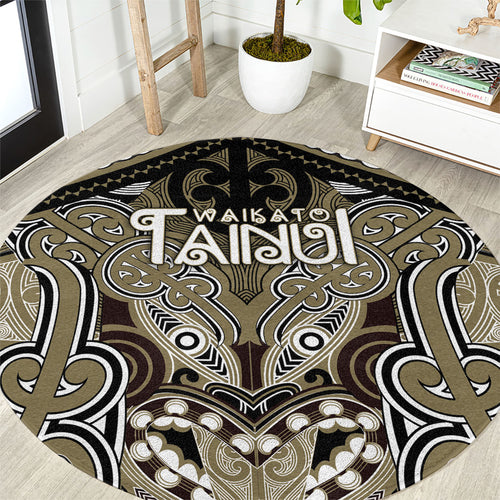 Aotearoa Iwi Waikato Tainui Round Carpet Maori Kowhaiwhai Pattern