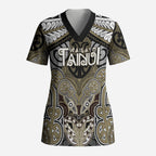 Aotearoa Iwi Waikato Tainui Personalised Scrub Top Maori Kowhaiwhai Pattern