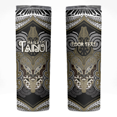 Aotearoa Iwi Waikato Tainui Personalised Skinny Tumbler Maori Kowhaiwhai Pattern