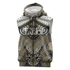 Aotearoa Iwi Waikato Tainui Personalised Sleeveless Zip Hoodie Maori Kowhaiwhai Pattern