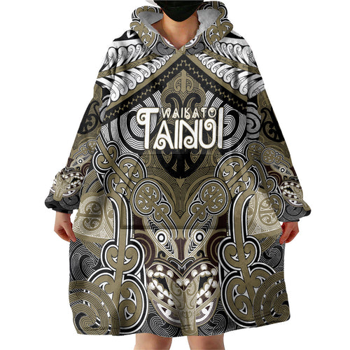 Aotearoa Iwi Waikato Tainui Personalised Wearable Blanket Hoodie Maori Kowhaiwhai Pattern