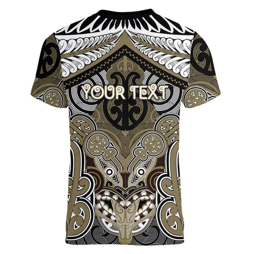 Aotearoa Iwi Waikato Tainui Personalised Women V-Neck T-Shirt Maori Kowhaiwhai Pattern