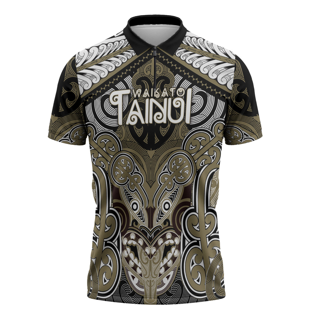 Aotearoa Iwi Waikato Tainui Personalised Zipper Polo Shirt Maori Kowhaiwhai Pattern