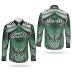 Aotearoa Iwi Ngati Maniapoto Personalised Couples Matching Long Sleeve Bodycon Dress and Long Sleeve Button Shirt Maori Kowhaiwhai Pattern