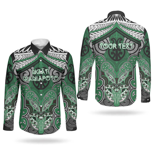 Aotearoa Iwi Ngati Maniapoto Personalised Couples Matching Long Sleeve Bodycon Dress and Long Sleeve Button Shirt Maori Kowhaiwhai Pattern
