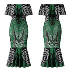 Aotearoa Iwi Ngati Maniapoto Personalised Couples Matching Mermaid Dress and Hawaiian Shirt Maori Kowhaiwhai Pattern