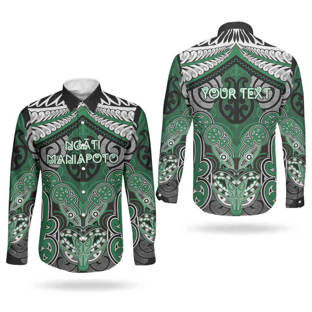 Aotearoa Iwi Ngati Maniapoto Personalised Couples Matching Puletasi and Long Sleeve Button Shirt Maori Kowhaiwhai Pattern