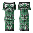Aotearoa Iwi Ngati Maniapoto Personalised Couples Matching Puletasi and Long Sleeve Button Shirt Maori Kowhaiwhai Pattern