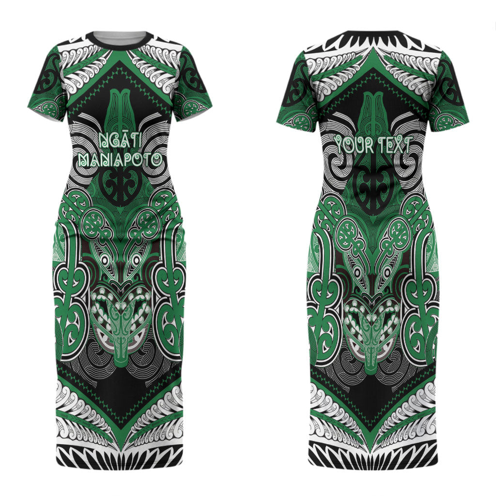 Aotearoa Iwi Ngati Maniapoto Personalised Couples Matching Short Sleeve Bodycon Dress and Hawaiian Shirt Maori Kowhaiwhai Pattern