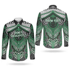 Aotearoa Iwi Ngati Maniapoto Personalised Couples Matching Short Sleeve Bodycon Dress and Long Sleeve Button Shirt Maori Kowhaiwhai Pattern
