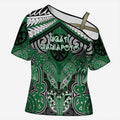 Aotearoa Iwi Ngati Maniapoto Personalised Cross Shoulder Shirt Maori Kowhaiwhai Pattern