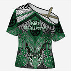 Aotearoa Iwi Ngati Maniapoto Personalised Cross Shoulder Shirt Maori Kowhaiwhai Pattern