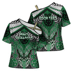 Aotearoa Iwi Ngati Maniapoto Personalised Cross Shoulder Shirt Maori Kowhaiwhai Pattern