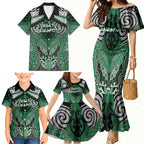 Aotearoa Iwi Ngati Maniapoto Personalised Family Matching Mermaid Dress and Hawaiian Shirt Maori Kowhaiwhai Pattern