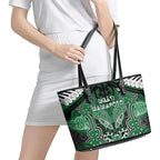 Aotearoa Iwi Ngati Maniapoto Leather Tote Bag Maori Kowhaiwhai Pattern