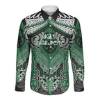 Aotearoa Iwi Ngati Maniapoto Personalised Long Sleeve Button Shirt Maori Kowhaiwhai Pattern