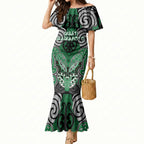 Aotearoa Iwi Ngati Maniapoto Personalised Mermaid Dress Maori Kowhaiwhai Pattern