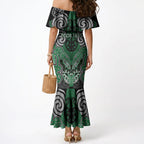 Aotearoa Iwi Ngati Maniapoto Personalised Mermaid Dress Maori Kowhaiwhai Pattern
