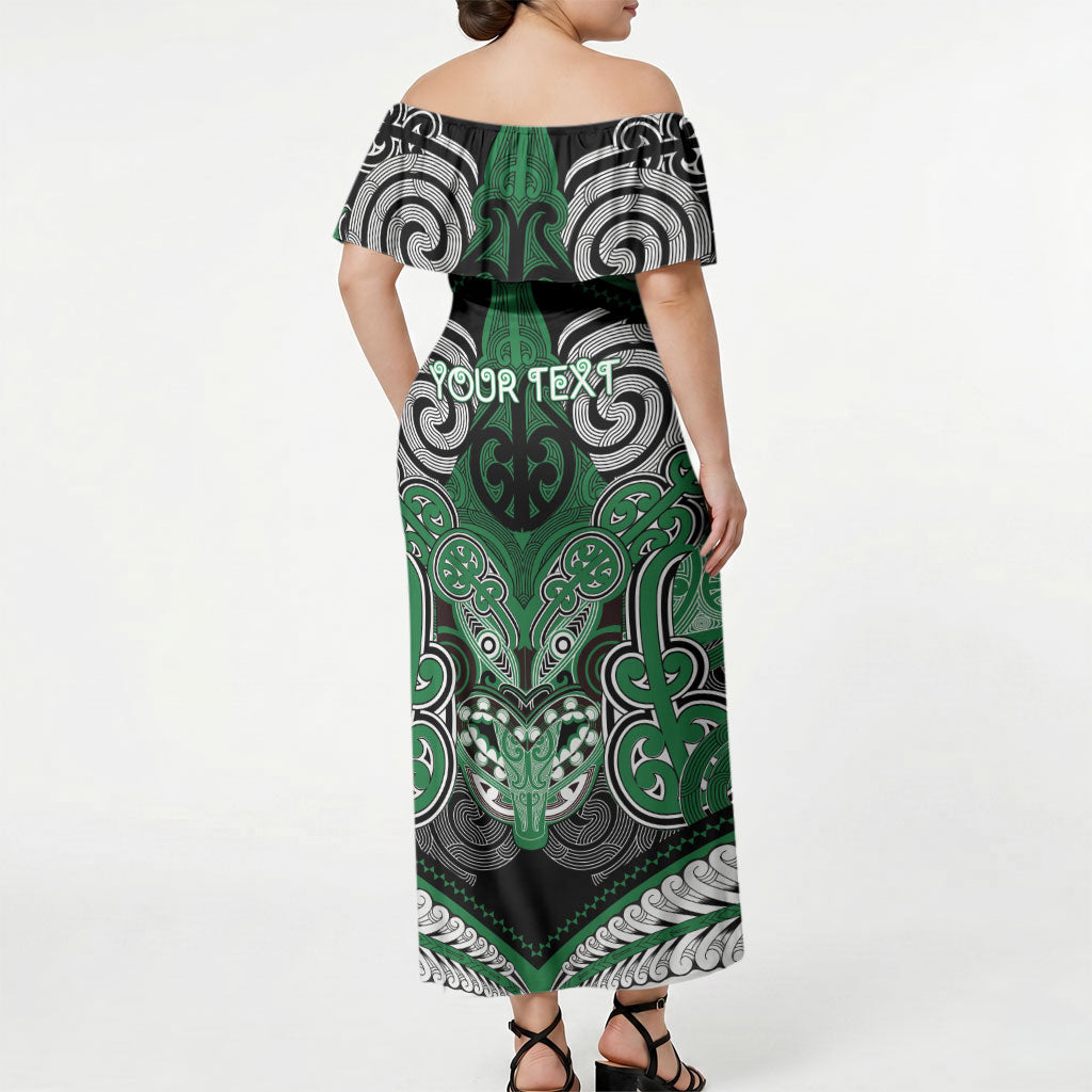 Aotearoa Iwi Ngati Maniapoto Personalised Off Shoulder Maxi Dress Maori Kowhaiwhai Pattern
