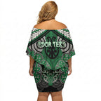 Aotearoa Iwi Ngati Maniapoto Personalised Off Shoulder Short Dress Maori Kowhaiwhai Pattern