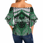 Aotearoa Iwi Ngati Maniapoto Personalised Off Shoulder Wrap Waist Top Maori Kowhaiwhai Pattern