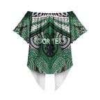 Aotearoa Iwi Ngati Maniapoto Personalised Off Shoulder Wrap Waist Top Maori Kowhaiwhai Pattern
