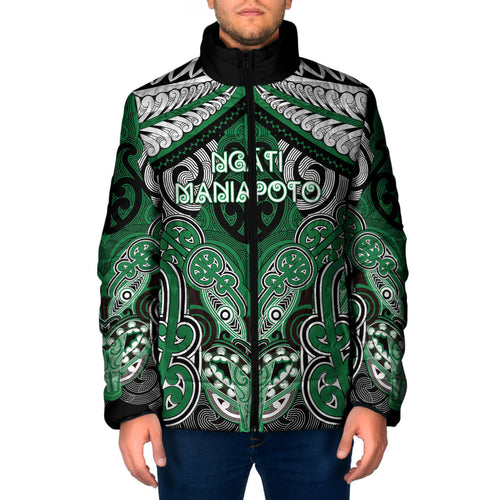 Aotearoa Iwi Ngati Maniapoto Personalised Padded Jacket Maori Kowhaiwhai Pattern
