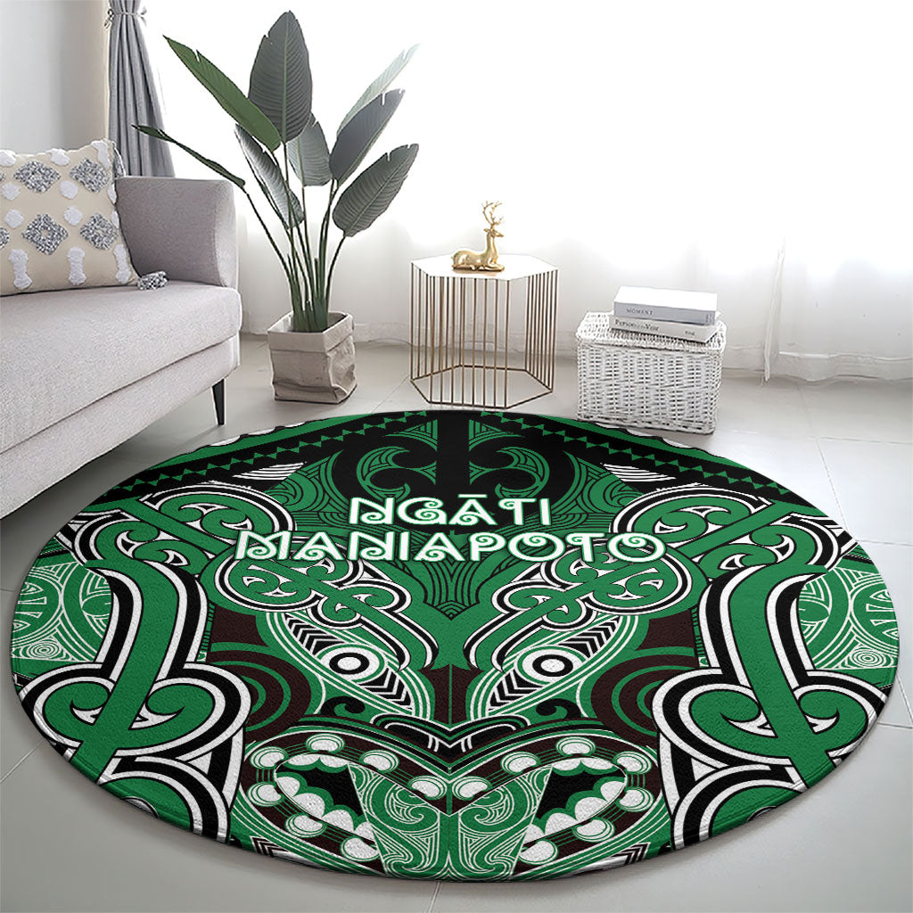 Aotearoa Iwi Ngati Maniapoto Round Carpet Maori Kowhaiwhai Pattern